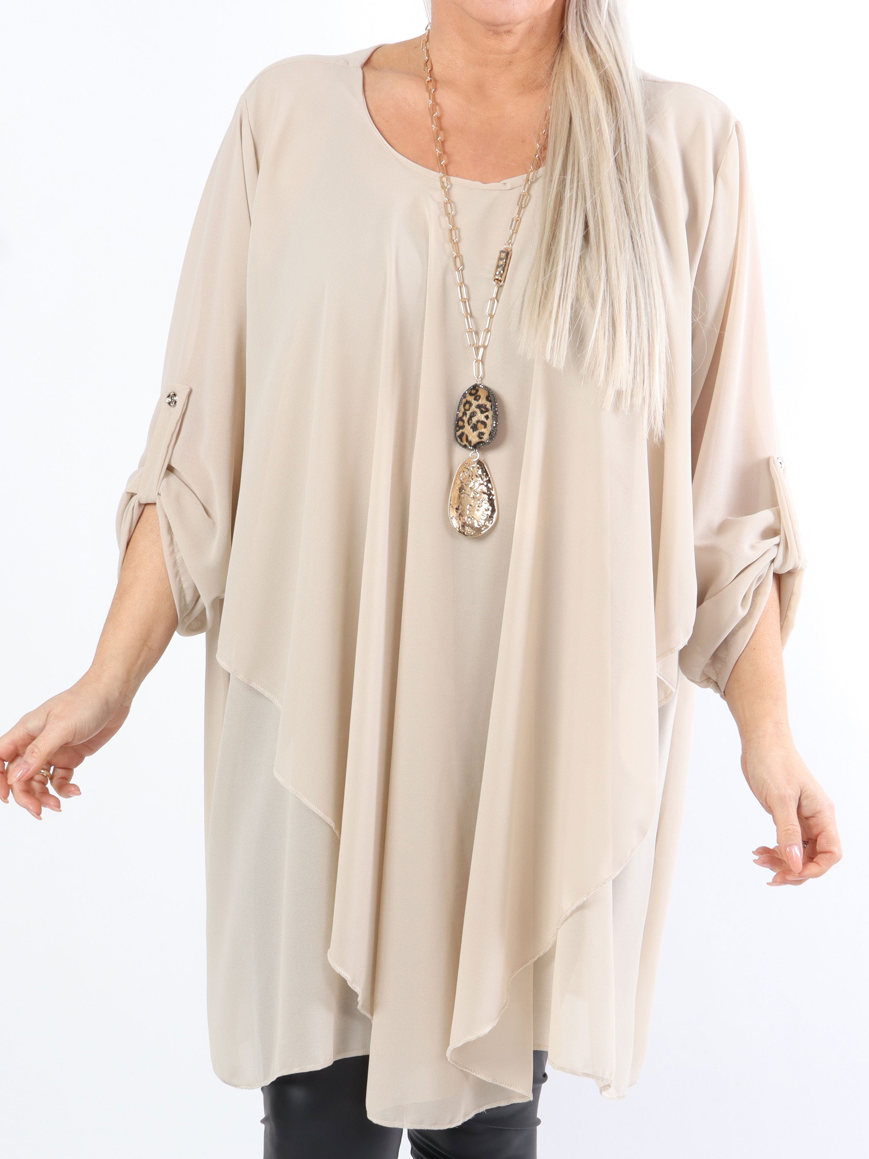 Wanda long sleeve - Plus size tunikakjole i chiffon